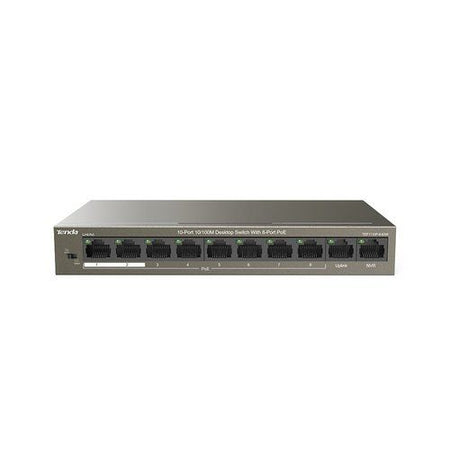 Switch tenda tef1110p-8-63w 8p lan desktop 10/100m 8p fe(poe)+2p fe(data+nvr) - TENTEF1110P-8-63W