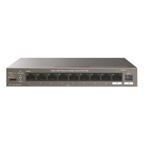 Switch tenda teg1110pf-8-102w 10p gigabit desktop 10/100/1000m 9p ge(di cui 8p poe)+1sfp