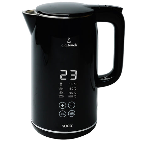 SOGO Bollitore elettrico con display digitale e comandi touch 2200W / 1.7L / mantiene il calore / inox