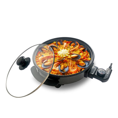SOGO Pentola / padella elettrica 1500W 32cm per pizza e paella con coperchio