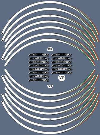 KIT STRISCE ADESIVE compatibili per CERCHI 17 MOTO KAWASAKI Z1000 Adesivi tuning