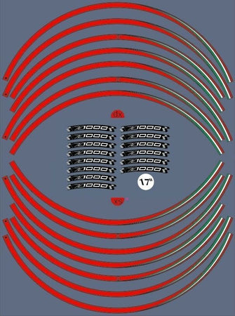 KIT STRISCE ADESIVE compatibili per CERCHI 17 MOTO KAWASAKI Z1000 Adesivi tuning