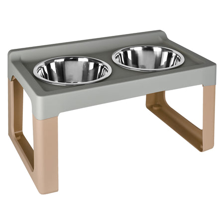 Alzaciotola Per Cane/Gatto 'Lifter' Cm. 41 X 26 X H. 20 - Ciotole Ø 2 X 11 - Mocaccino - Mp Bergamo S.R.L.