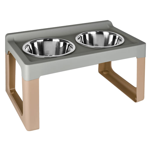 Alzaciotola Per Cane/Gatto 'Lifter' Cm. 41 X 26 X H. 20 - Ciotole Ø 2 X 11 - Mocaccino - Mp Bergamo S.R.L.