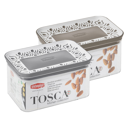 Barattolo Rettangolare 'Tosca' Bianco/Tortora - Stefanplast