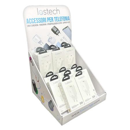 Espositore Da Banco Per Caricatori Usb 14 Pz - Completo - Lostech