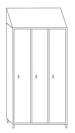 Armadio spogliatoio inox AISI 304 con tramezza sporco/pulito a 3 posti a 3 ante cm. 120x40x215h