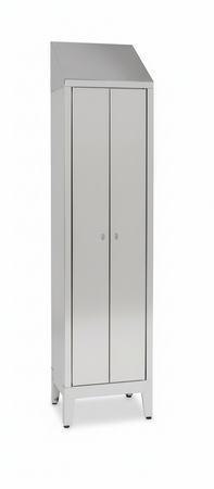 Armadietto per spogliatoio acciaio inox AISI 304 ad 1 posto a 2 ante cm. 50x40x215h
