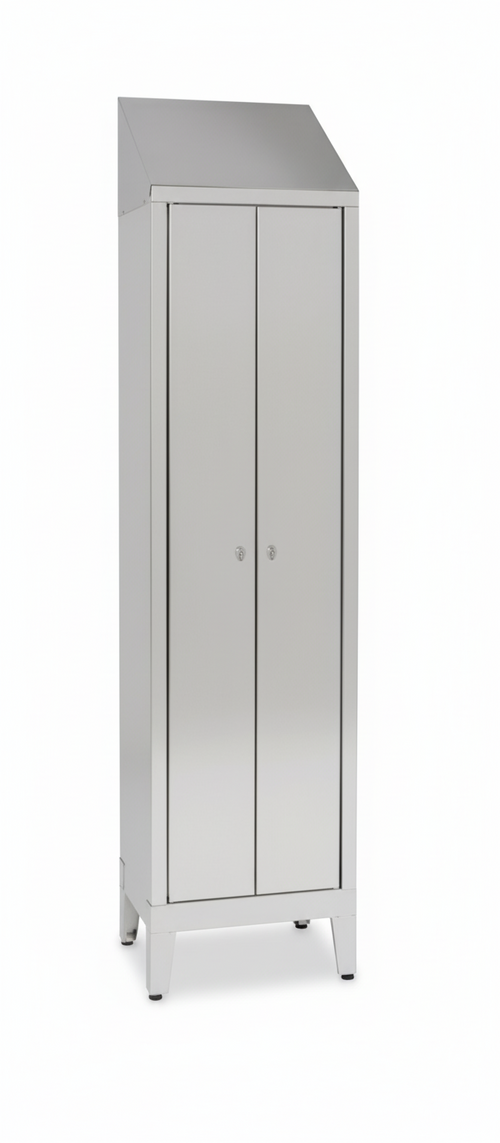 Armadietto per spogliatoio acciaio inox AISI 304 ad 1 posto a 2 ante cm. 50x40x215h
