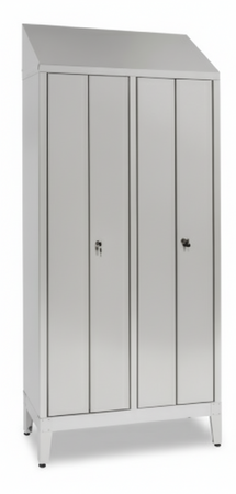 Armadio spogliatoio in acciaio inox AISI 304 a 2 posti a 4 ante cm. 95x40x215h