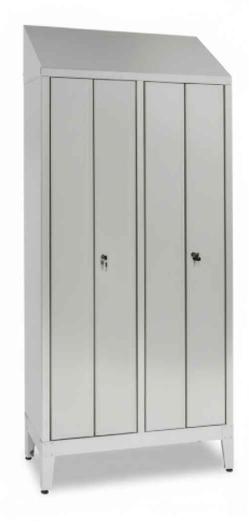 Armadio spogliatoio in acciaio inox AISI 304 a 2 posti a 4 ante cm. 95x40x215h