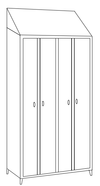 Armadio spogliatoio in acciaio inox AISI 304 a 2 posti a 4 ante cm. 95x40x215h