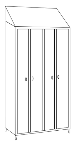 Armadio spogliatoio in acciaio inox AISI 304 a 2 posti a 4 ante cm. 95x40x215h