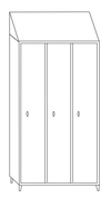Armadio spogliatoio in acciaio inox AISI 430 a 3 posti con tramezza interna sporco/pulito cm. 120x40x215h