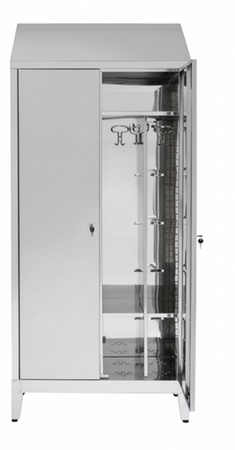 Armadio spogliatoio in acciaio inox AISI 430 a 2 posti a 2 ante battenti con tramezza sporco/pulito cm. 95x40x215h