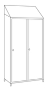 Armadio spogliatoio in acciaio inox AISI 430 a 2 posti a 2 ante battenti con tramezza sporco/pulito cm. 95x40x215h