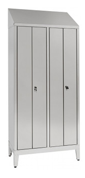 Armadio spogliatoio in acciaio inox AISI 430 a 2 posti a 4 ante cm. 95x40x215h