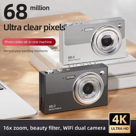 Fotocamera Digitale 4K WiFi Videocamera Compatta 6800W Pixel 16x Zoom