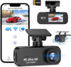 Dash Cam auto 4K+1080P, WiFi DashCam Free 64GB SD, Dash Cam G-Sensor, 170°Wide A