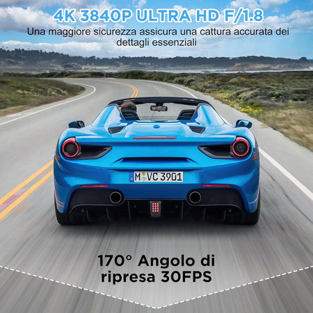 Dash Cam auto 4K+1080P, WiFi DashCam Free 64GB SD, Dash Cam G-Sensor, 170°Wide A