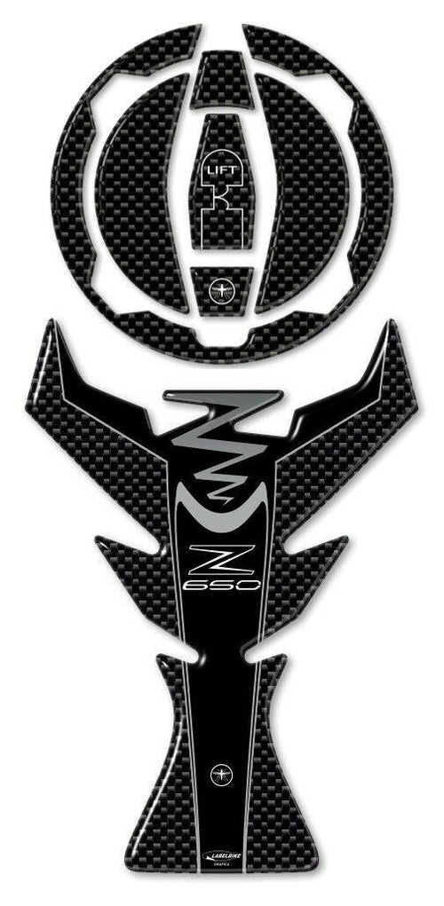 KIT ADESIVI 3D PROTEZIONI SERBATOIO compatibili per MOTO KAWASAKI Z650 carbon