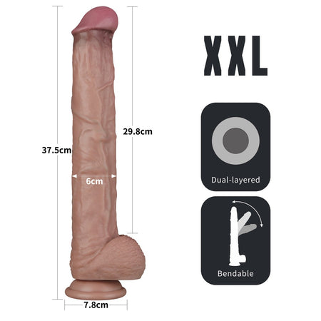LOVETOY Pene dildo gigante in silicone a doppia densità XXL color carne cm 37