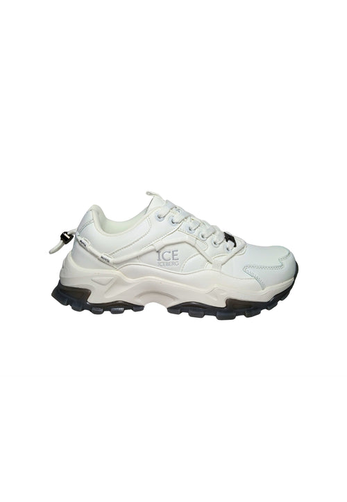 ICEBERG Scarpe Adulto unisex Iceberg Sneakers sportiva. Tomaia in pelle, inserti in camoscio. Total white. da uomo