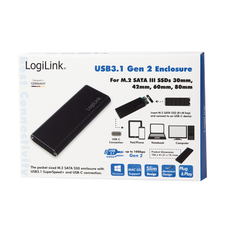 Box Esterno USB3.1 Gen 2 per SSD SATA M.2