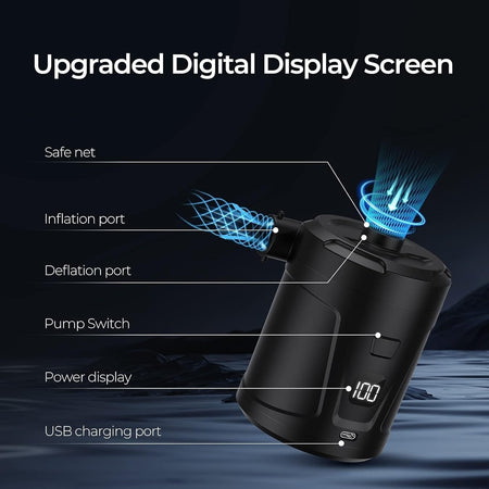 Pompa elettrica per gonfiabili da 5200 mAh per gonfiabili con display a LED