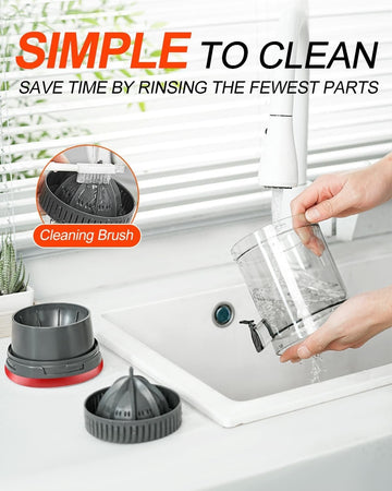 Spremiagrumi Elettrico Portatile USB 45W -70 Decibel Con Spazzola per La Pulizia