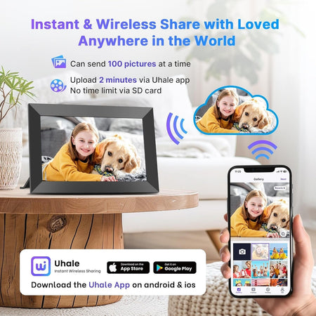 Cornice digitale Uhale da 32 GB, 10,1 pollici, WiFi, slot per scheda SD