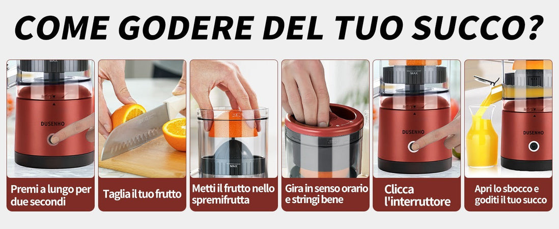 Spremiagrumi Elettrico Portatile USB 45W -70 Decibel Con Spazzola per La Pulizia