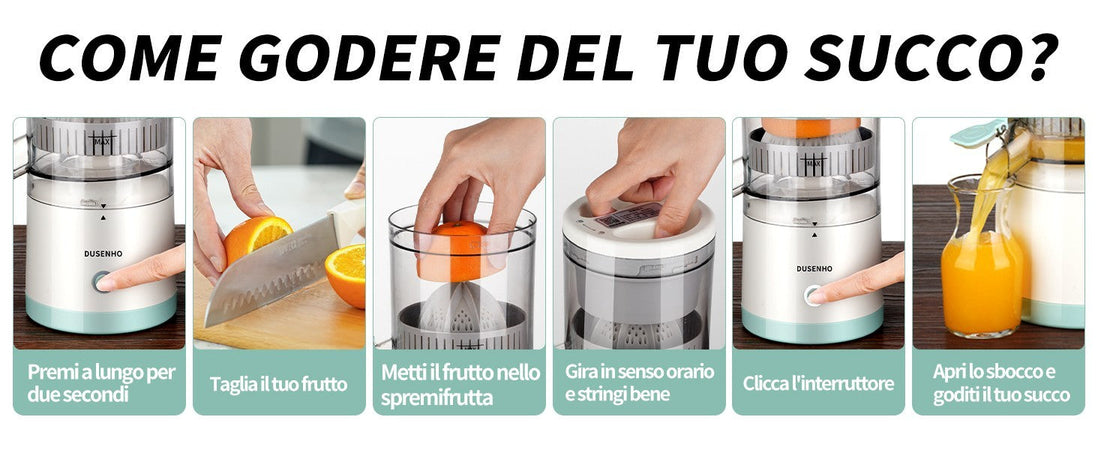 Spremiagrumi Elettrico Portatile USB 45W -70 Decibel Con Spazzola per La Pulizia