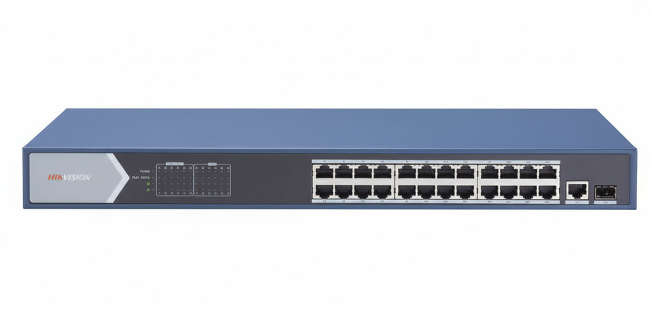 Hikvision switch 24 port gigabit unmanaged poe switch 24 gigabit poe ports, 1 gigabit rj45 uplink po - 301801380