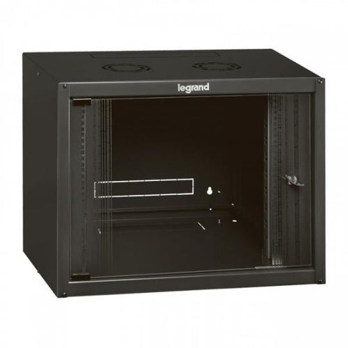 ARMADIO RACK LEGRAND 19 15 UNITA'' DA MURO (A)758 x (L)600 x (P)450 BLACK PORTA IN VETRO
