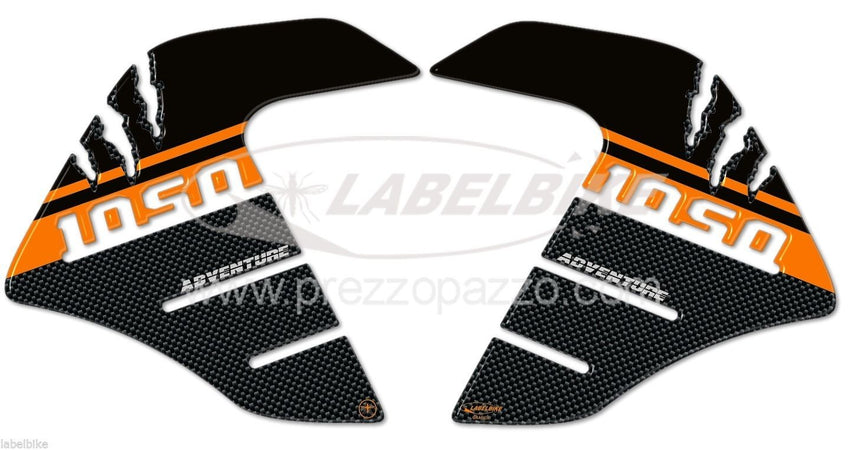 2 adesivi 3D PROTEZIONI LATERALI SERBATOIO compatibile per MOTO KTM 1050 ADVENTURE