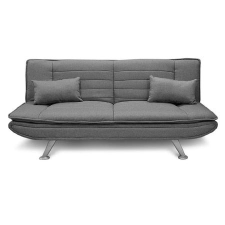 Divano 3posti Letto Reclinabile Clic Clac Tessuto Imbottito 2 Cuscini 183cm Grigio