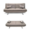 Divano 3posti Letto Reclinabile Clic Clac Tessuto Imbottito 2 Cuscini 183cm Tortora