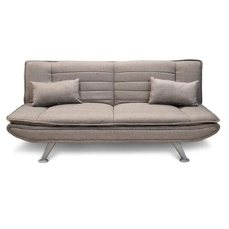 Divano 3posti Letto Reclinabile Clic Clac Tessuto Imbottito 2 Cuscini 183cm Tortora