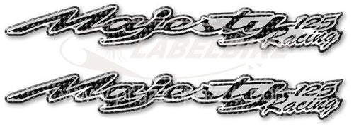 2 ADESIVI resinati 3D SCRITTA per SCOOTER YAMAHA MAJESTY 125 RACING Carbonio NEW