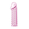 Guaina prolunga rosa super elastica rosa trasparente per il pene con stimolatori