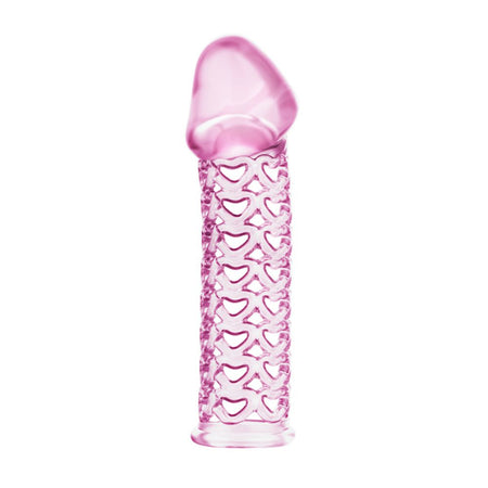 Guaina prolunga rosa super elastica rosa trasparente per il pene con stimolatori