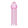 Guaina prolunga rosa super elastica rosa trasparente per il pene con stimolatori