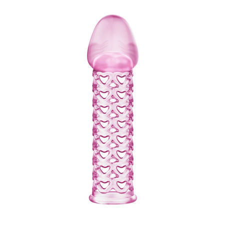 Guaina prolunga rosa super elastica rosa trasparente per il pene con stimolatori