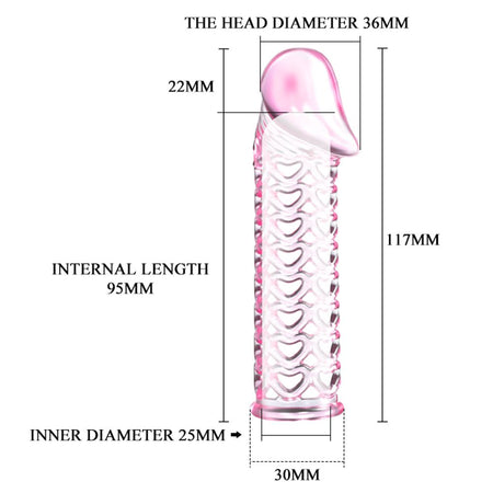 Guaina prolunga rosa super elastica rosa trasparente per il pene con stimolatori