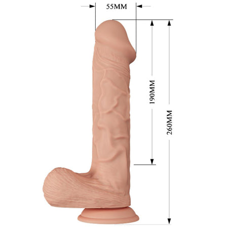 Vibratore dildo realistico pelle scorrevole rosa carne con telecomando e testicoli