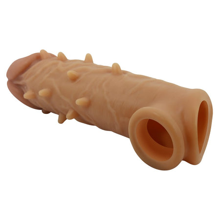 Prolunga fallica realistica in silicone con protuberanze stimolatori in rilievo