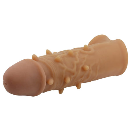 Prolunga fallica realistica in silicone con protuberanze stimolatori in rilievo