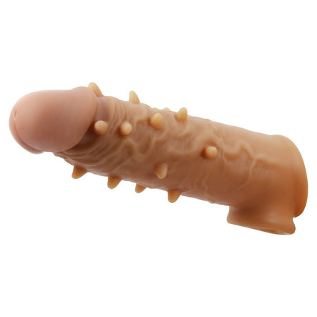 Prolunga fallica realistica in silicone con protuberanze stimolatori in rilievo