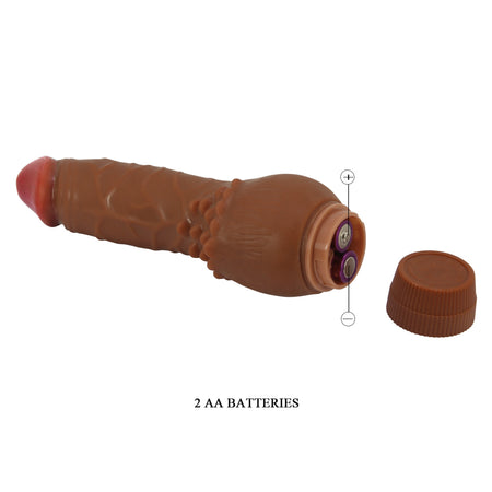 Vibratore dildo realistico anale vaginale vibrante marrone 195 mm